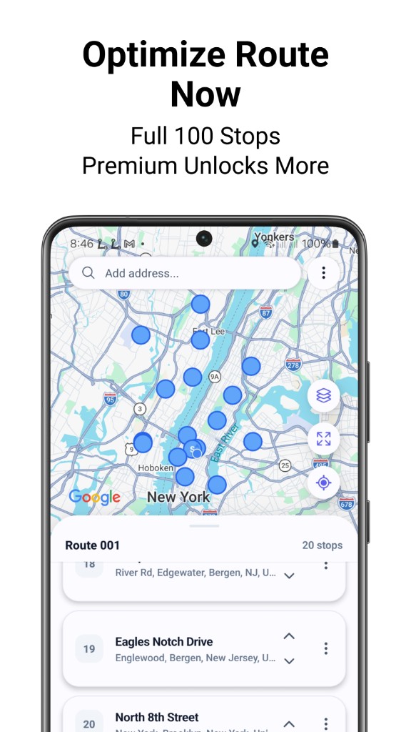 Google Maps navigation from courier route planner app